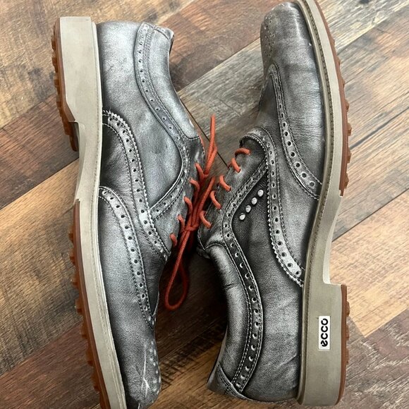 Ecco Tour Hybrid Wingtip Golf Shoes - Mens Grey/Orange Size EURO 43 - Picture 5 of 6